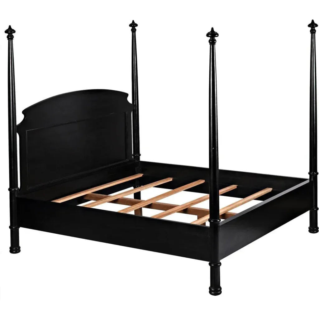 Douglas Four Poster Wood Black Bed Frame - LOOMLAN - Noir - Beds