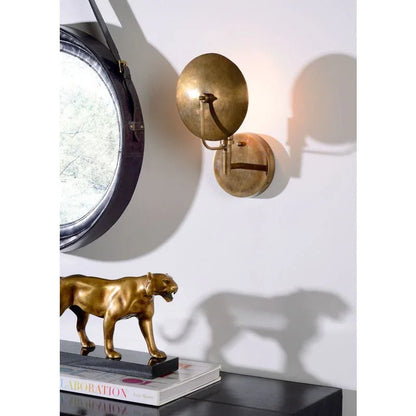 Dovi Stylized Brass Round Wall Sconce - LOOMLAN - Wildwood - Wall Sconces