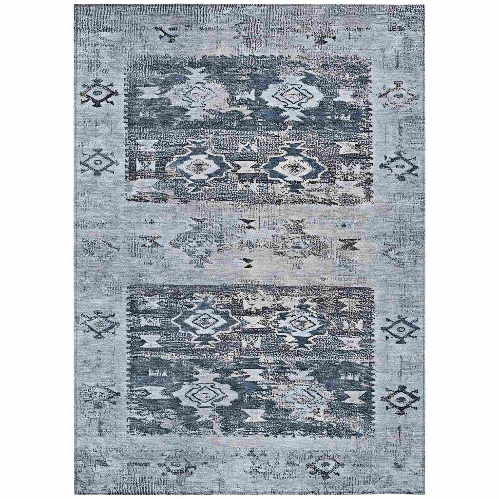 Draessa Blue Washable Indoor - Outdoor Rug - LOOMLAN - LOOMLAN Rugs - Outdoor Rugs