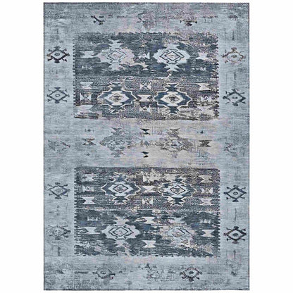 Draessa Blue Washable Indoor - Outdoor Rug - LOOMLAN - LOOMLAN Rugs - Outdoor Rugs