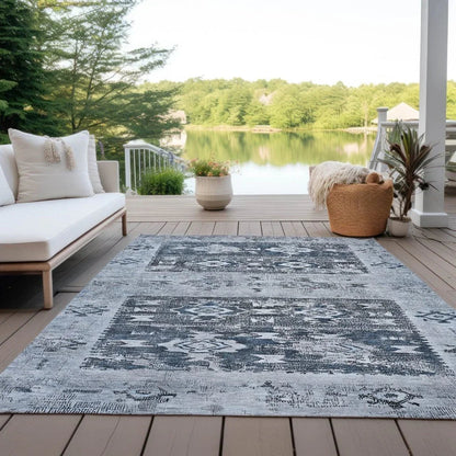 Draessa Blue Washable Indoor - Outdoor Rug - LOOMLAN - LOOMLAN Rugs - Outdoor Rugs