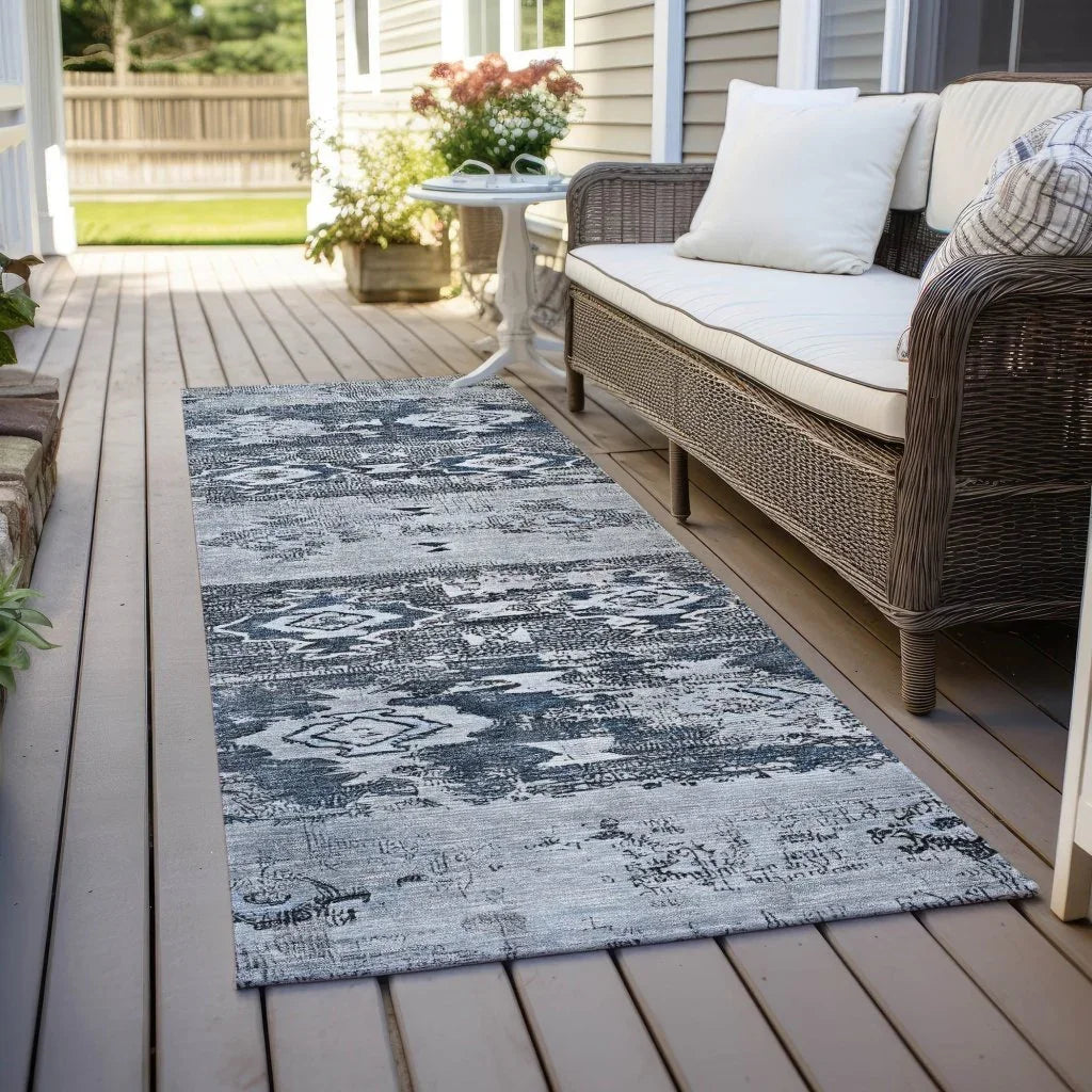 Draessa Blue Washable Indoor - Outdoor Rug - LOOMLAN - LOOMLAN Rugs - Outdoor Rugs