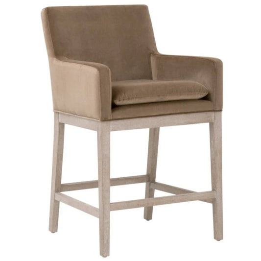 Drake Cotton Brown Counter Stool - LOOMLAN - Essentials For Living - Counter Stools