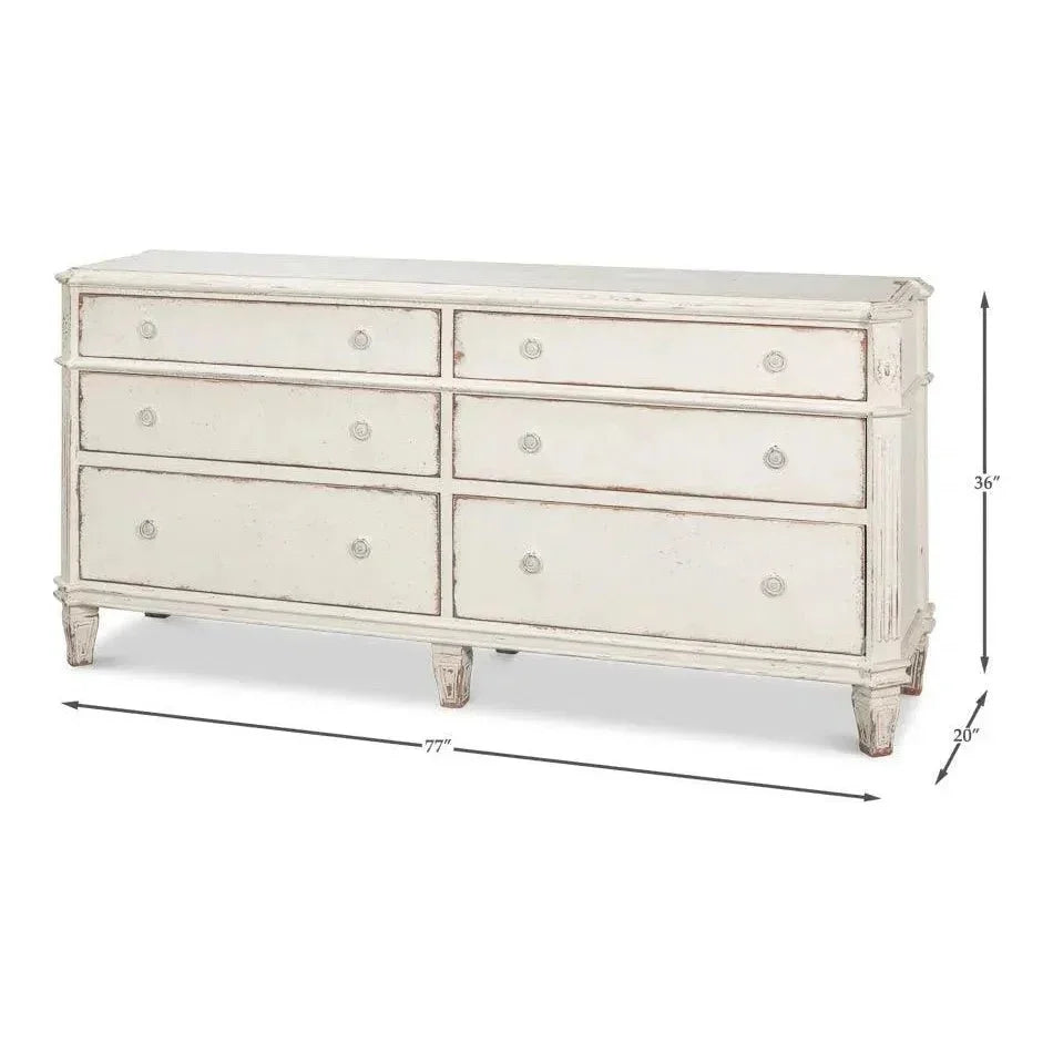 Dramond Sideboard With Antique White Finish - LOOMLAN - Sarreid - Sideboards