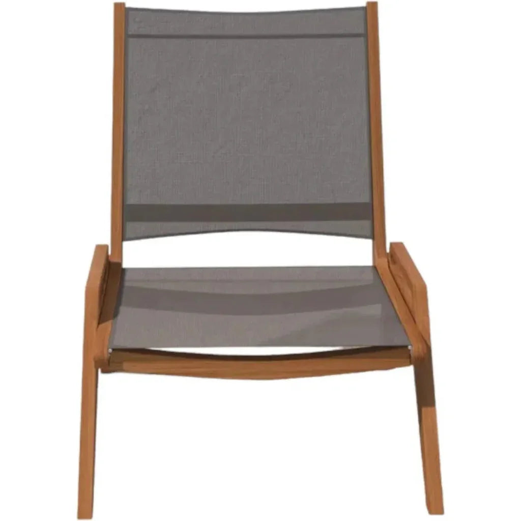 Draper Teak Outdoor Sling Chat Chair-Outdoor Accent Chairs-HiTeak-LOOMLAN