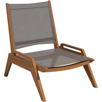 Draper Teak Outdoor Sling Chat Chair-Outdoor Accent Chairs-HiTeak-LOOMLAN