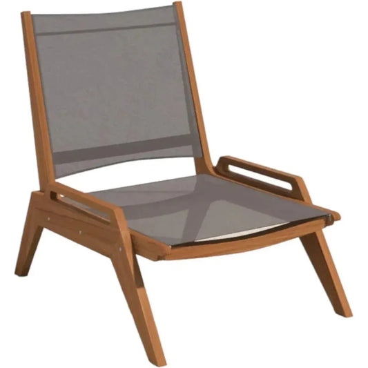 Draper Teak Outdoor Sling Chat Chair-Outdoor Accent Chairs-HiTeak-LOOMLAN