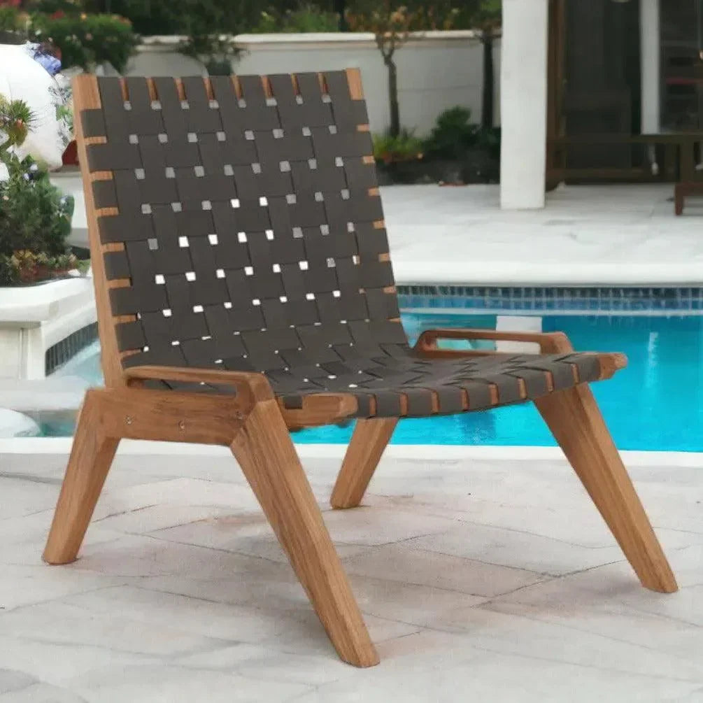 Draper Teak Outdoor Woven Chat Chair-Outdoor Accent Chairs-HiTeak-LOOMLAN