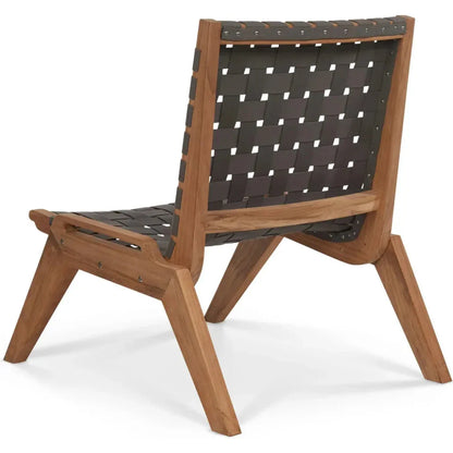 Draper Teak Outdoor Woven Chat Chair-Outdoor Accent Chairs-HiTeak-LOOMLAN