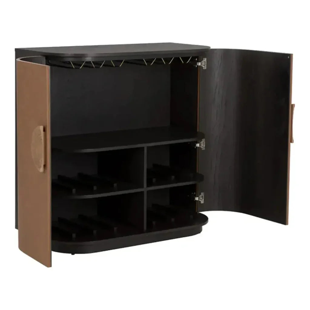Dresden Leather Bar Cabinet-Home Bar Carts-SUNPAN-LOOMLAN