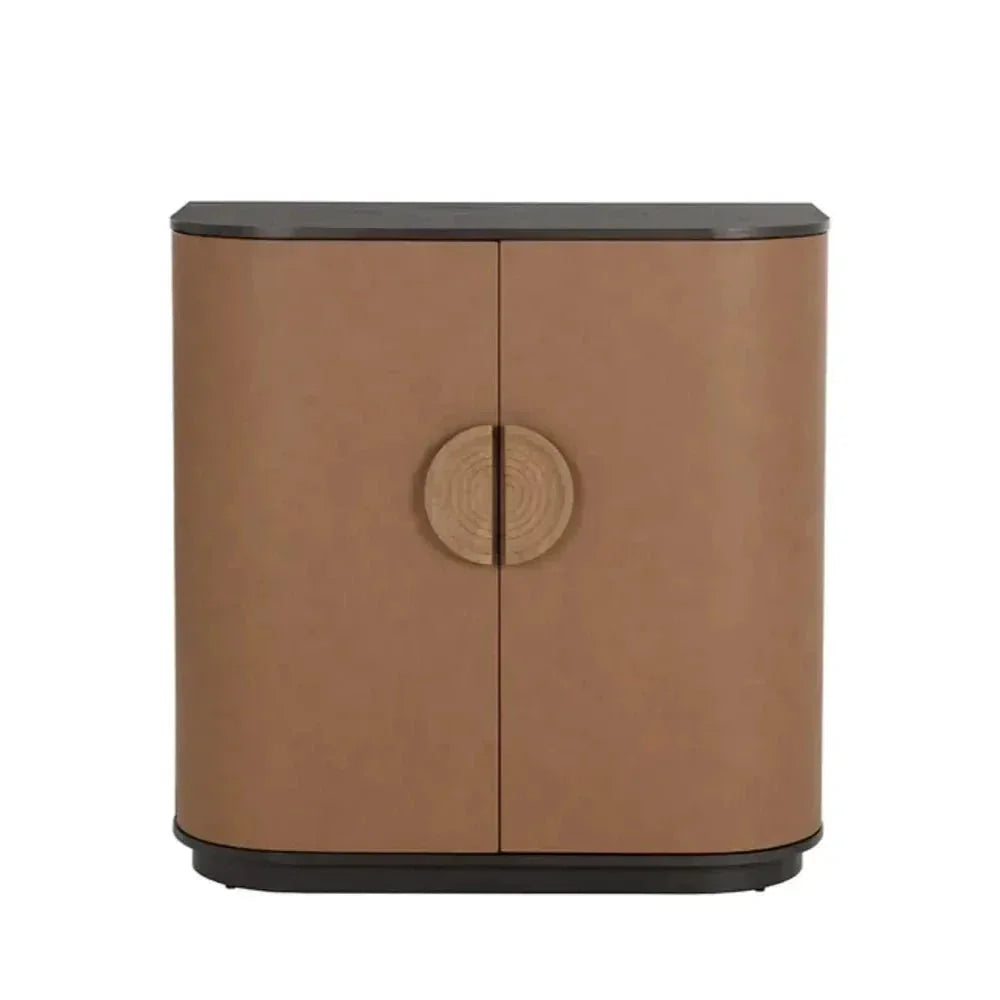 Dresden Leather Bar Cabinet-Home Bar Carts-SUNPAN-LOOMLAN