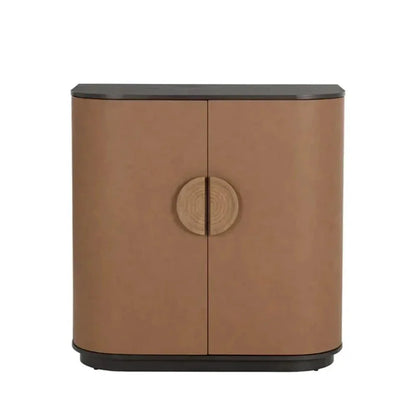 Dresden Leather Bar Cabinet-Home Bar Carts-SUNPAN-LOOMLAN