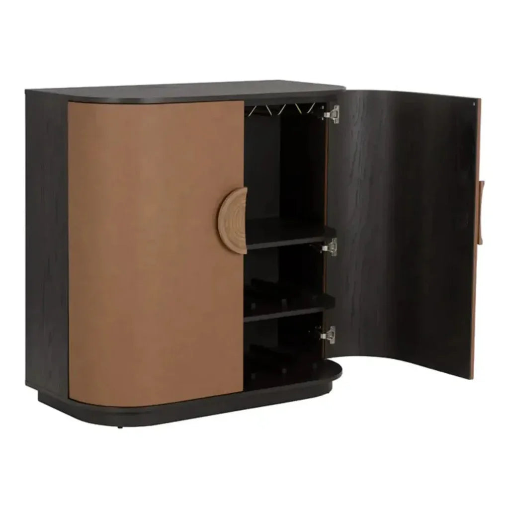 Dresden Leather Bar Cabinet-Home Bar Carts-SUNPAN-LOOMLAN