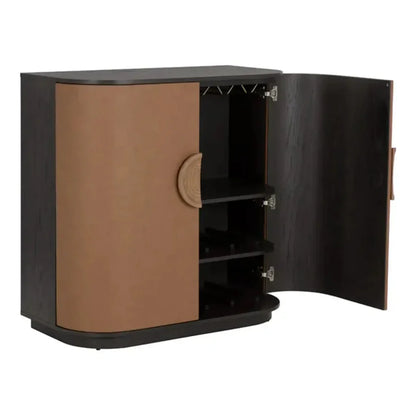 Dresden Leather Bar Cabinet-Home Bar Carts-SUNPAN-LOOMLAN