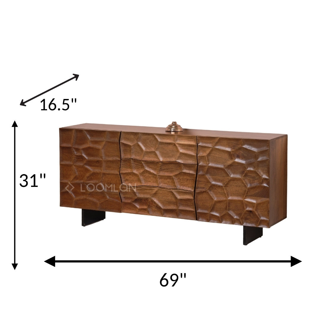 Drevalen Three Drawers Wood Sideboard