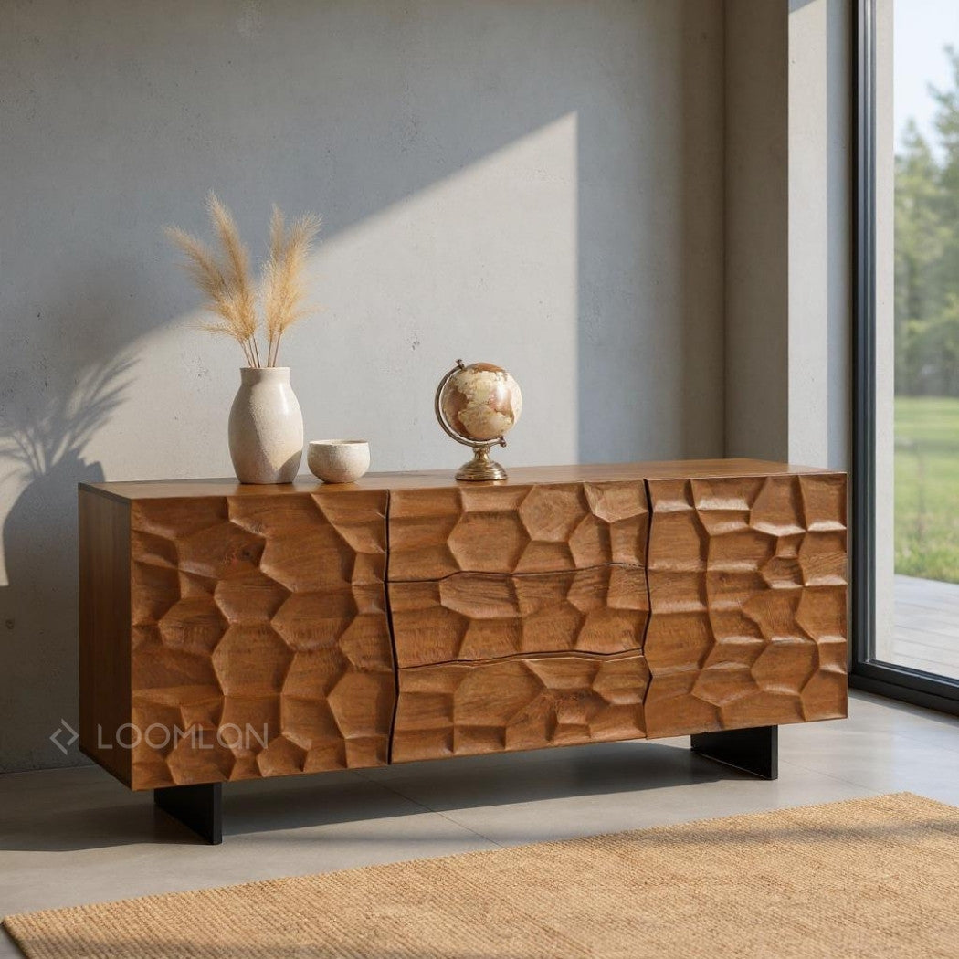 Drevalen Three Drawers Wood Sideboard