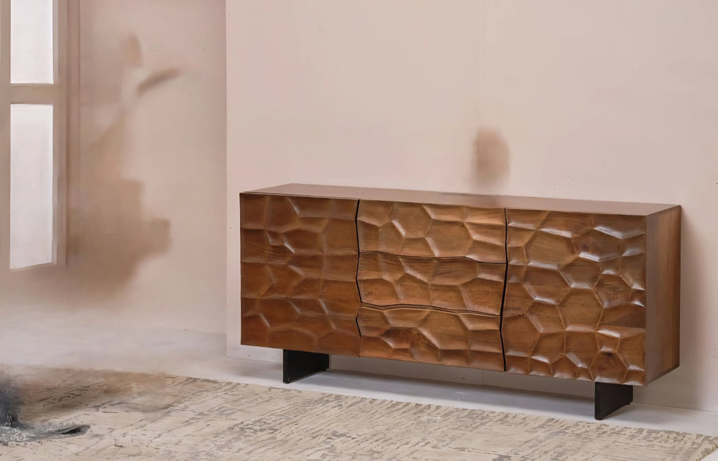 Drevalen Three Drawers Wood Sideboard