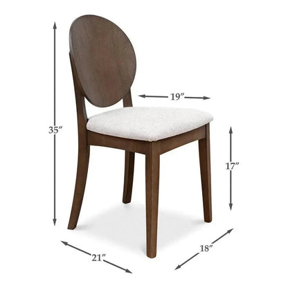 Round Back Side Chair Driftwood Oatmeal - LOOMLAN - Sarreid - Dining Chairs