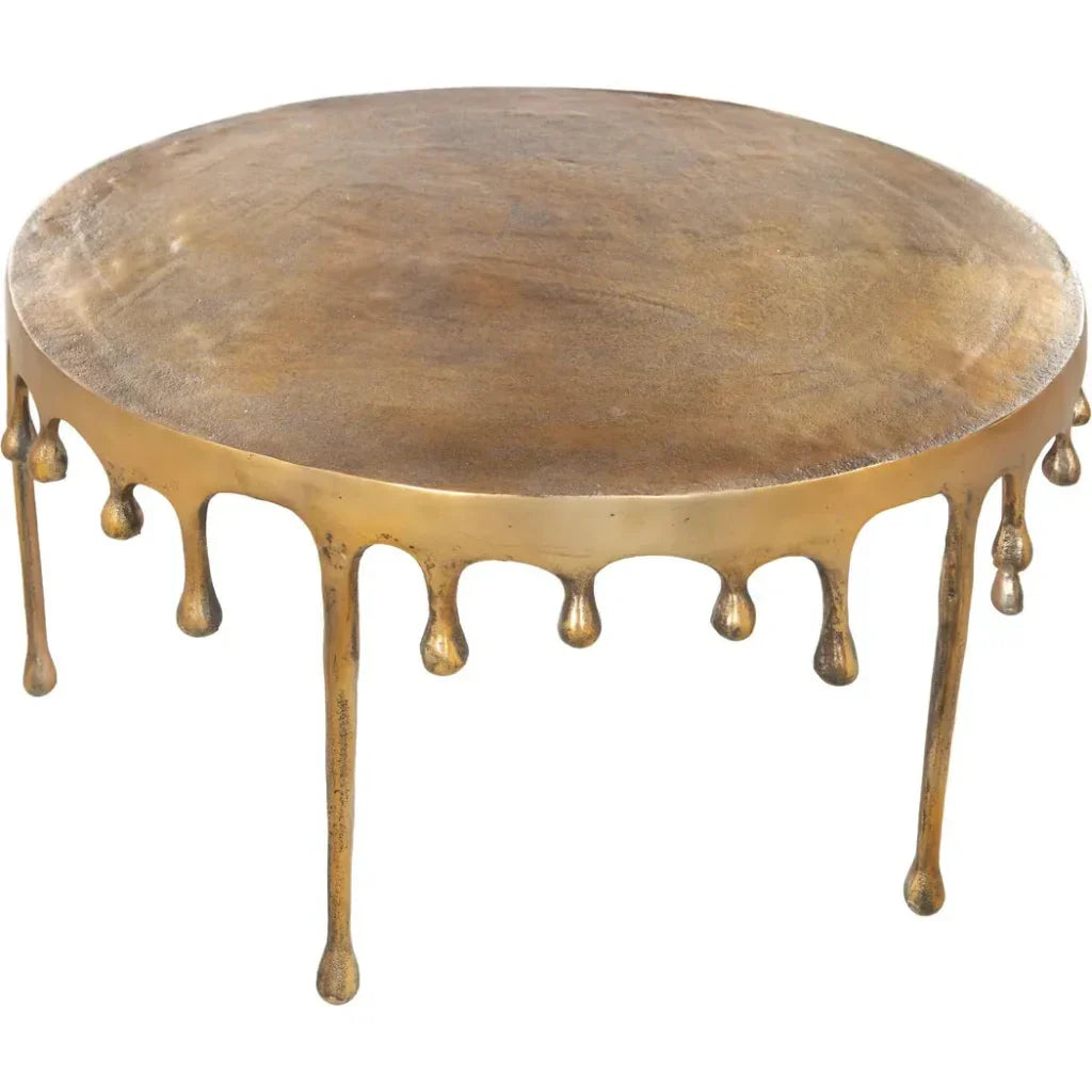 Drip Antique Brass Round Coffee Table - LOOMLAN - Zuo Modern - Coffee Tables
