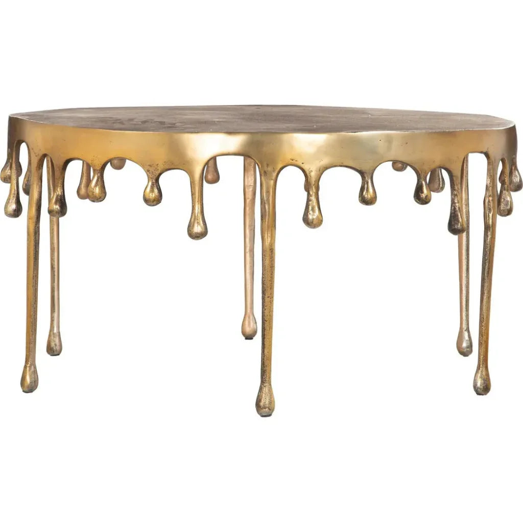 Drip Antique Brass Round Coffee Table - LOOMLAN - Zuo Modern - Coffee Tables