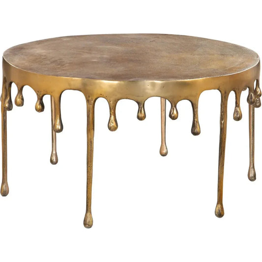Drip Antique Brass Round Coffee Table - LOOMLAN - Zuo Modern - Coffee Tables