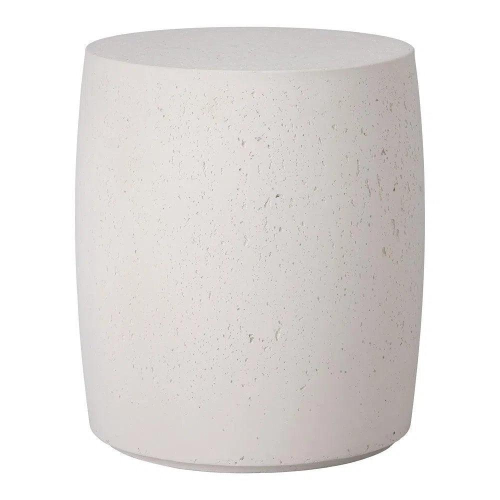 Drum 18 in. Round Chalk White Terrazzo Garden Stool-Garden Stools-Emissary-LOOMLAN