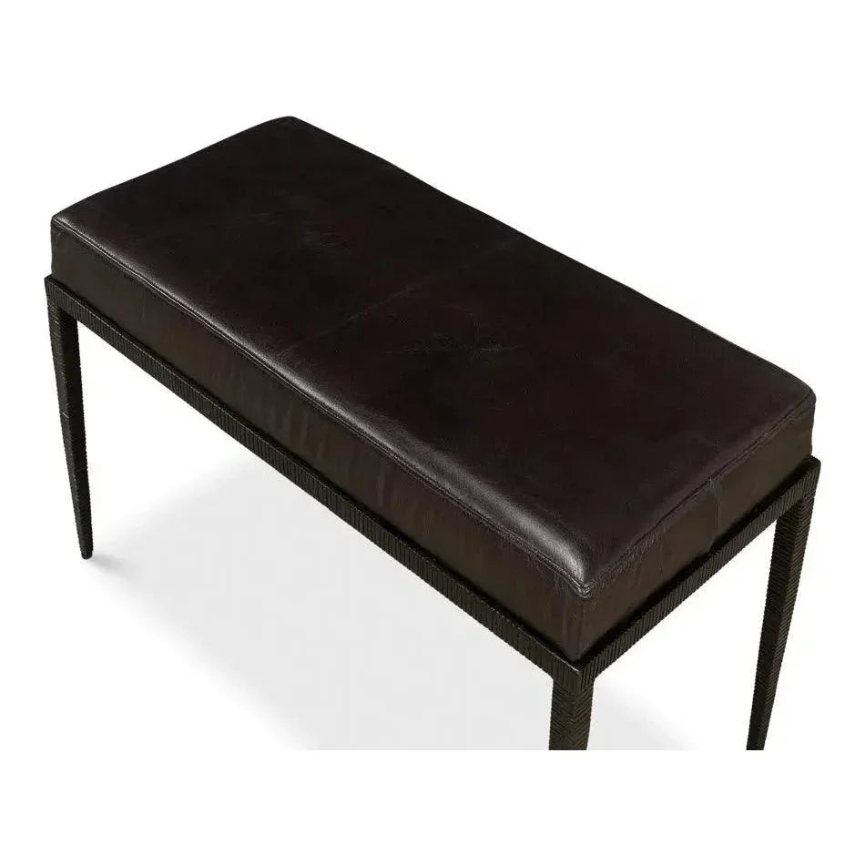 Duke Ridged Iron Bench - LOOMLAN - Sarreid - Bedroom Benches