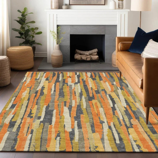 Dunae Orange Washable Indoor - Outdoor Rug - LOOMLAN - LOOMLAN Rugs - Outdoor Rugs