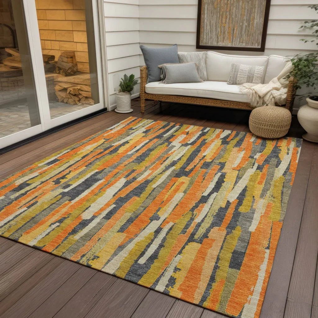 Dunae Orange Washable Indoor - Outdoor Rug - LOOMLAN - LOOMLAN Rugs - Outdoor Rugs