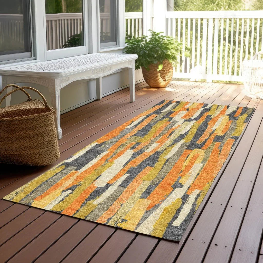 Dunae Orange Washable Indoor - Outdoor Rug - LOOMLAN - LOOMLAN Rugs - Outdoor Rugs
