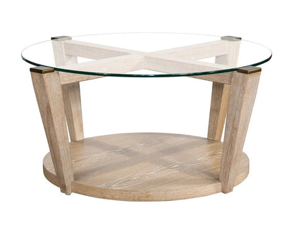 Dunes White Round Cocktail Table - LOOMLAN - Bassett Mirror - Coffee Tables
