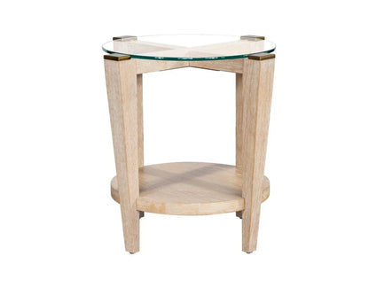 Dunes White Round Glass Top End Table - LOOMLAN - Bassett Mirror - Side Tables