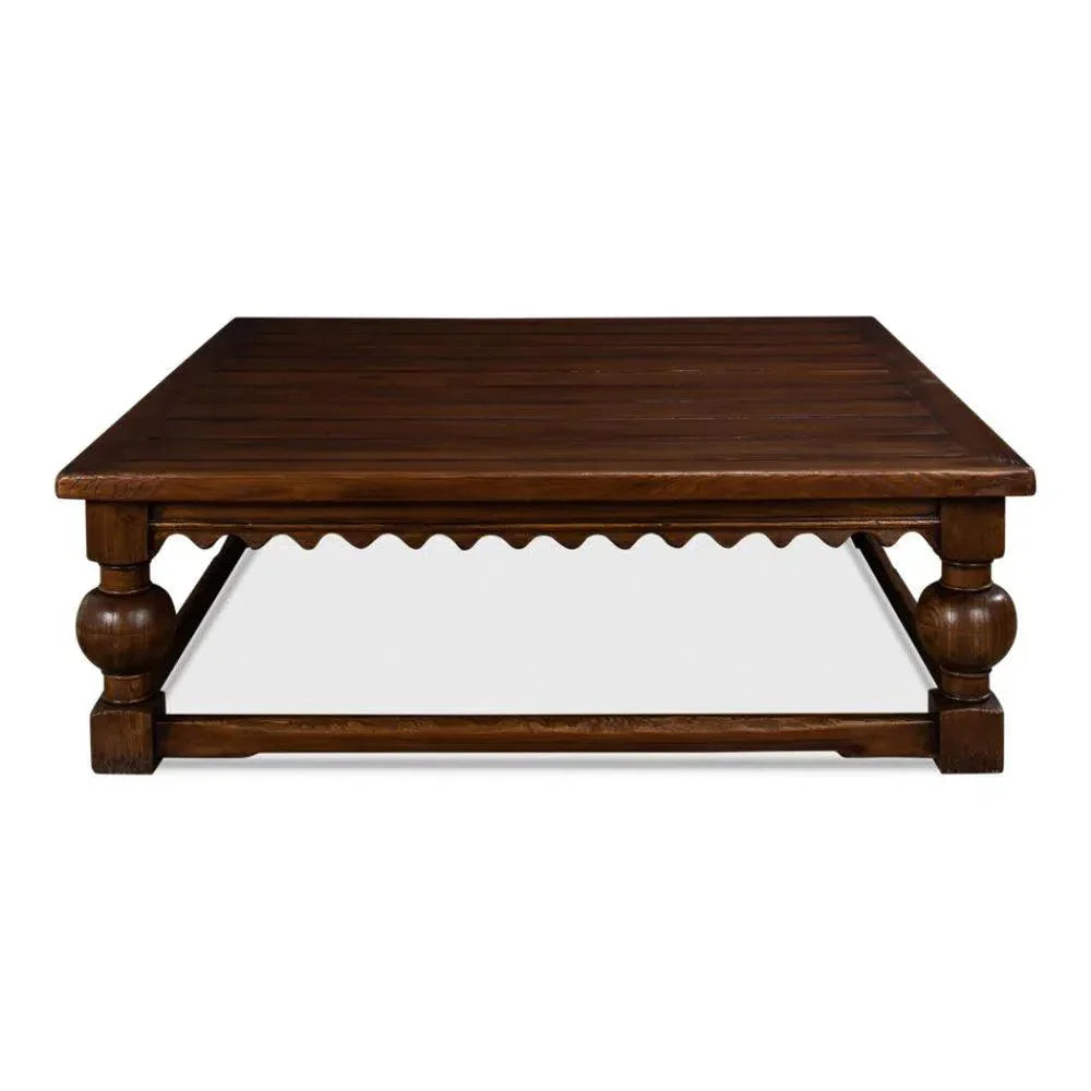 Durand Coffee Table Square Solid Wood Dark Brown - LOOMLAN - Sarreid - Coffee Tables