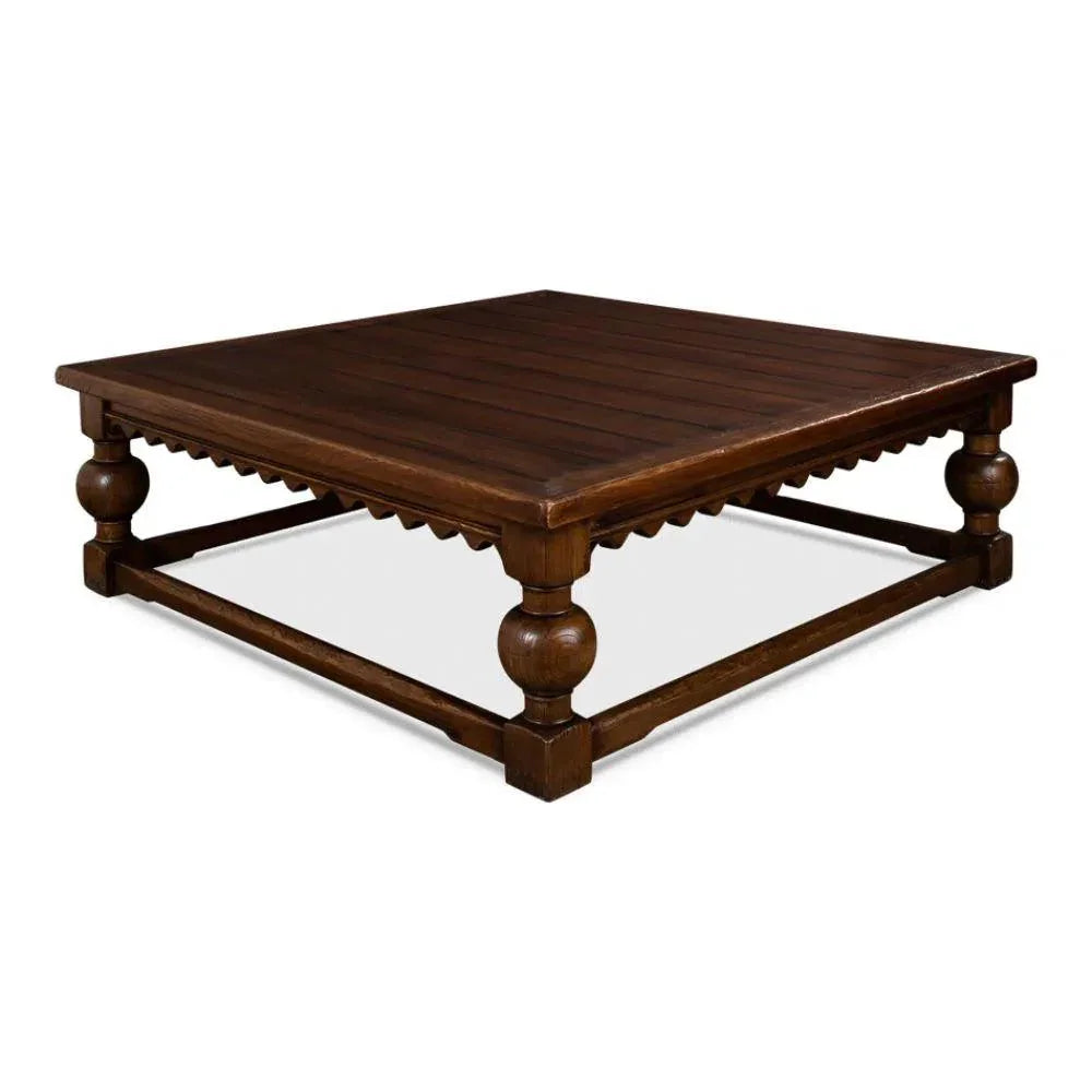 Durand Coffee Table Square Solid Wood Dark Brown - LOOMLAN - Sarreid - Coffee Tables