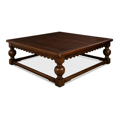 Durand Coffee Table Square Solid Wood Dark Brown - LOOMLAN - Sarreid - Coffee Tables
