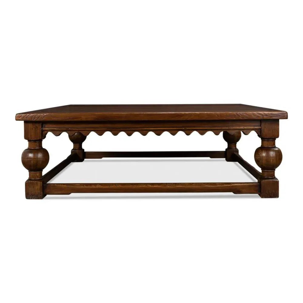 Durand Coffee Table Square Solid Wood Dark Brown - LOOMLAN - Sarreid - Coffee Tables