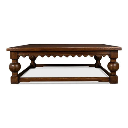 Durand Coffee Table Square Solid Wood Dark Brown - LOOMLAN - Sarreid - Coffee Tables