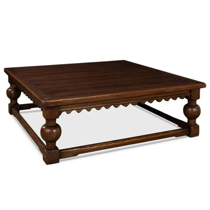 Durand Coffee Table Square Solid Wood Dark Brown - LOOMLAN - Sarreid - Coffee Tables
