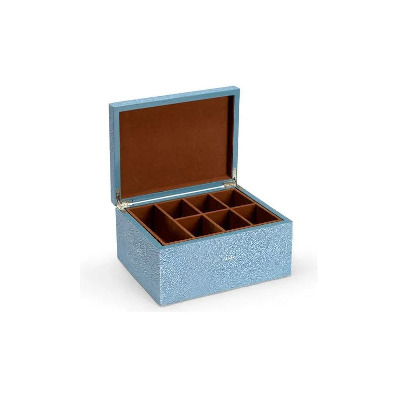 Durham Blue Shagreen Covered Wooden Box - LOOMLAN - Chelsea House - Boxes & Bowls