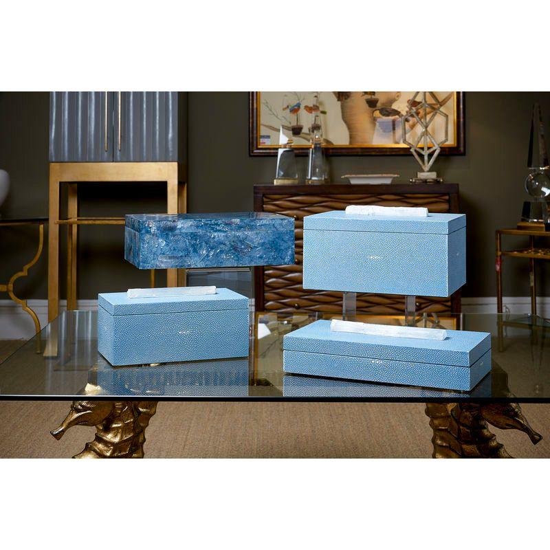 Durham Blue Shagreen Covered Wooden Box - LOOMLAN - Chelsea House - Boxes & Bowls