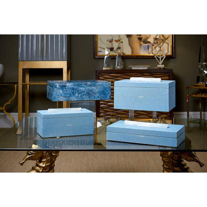 Durham Blue Shagreen Covered Wooden Box - LOOMLAN - Chelsea House - Boxes & Bowls