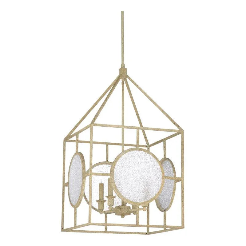 Duxberry Aged White Crackle Glass Lantern - LOOMLAN - Wildwood - Lanterns