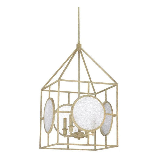 Duxberry Aged White Crackle Glass Lantern - LOOMLAN - Wildwood - Lanterns