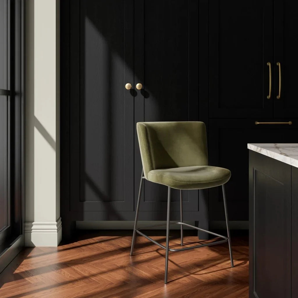 Early Metal Frame With Curved Back Counter Stool - LOOMLAN - Moe's Home - Counter Stools