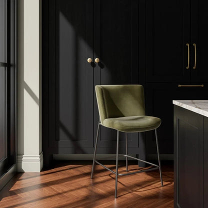 Early Metal Frame With Curved Back Counter Stool - LOOMLAN - Moe's Home - Counter Stools