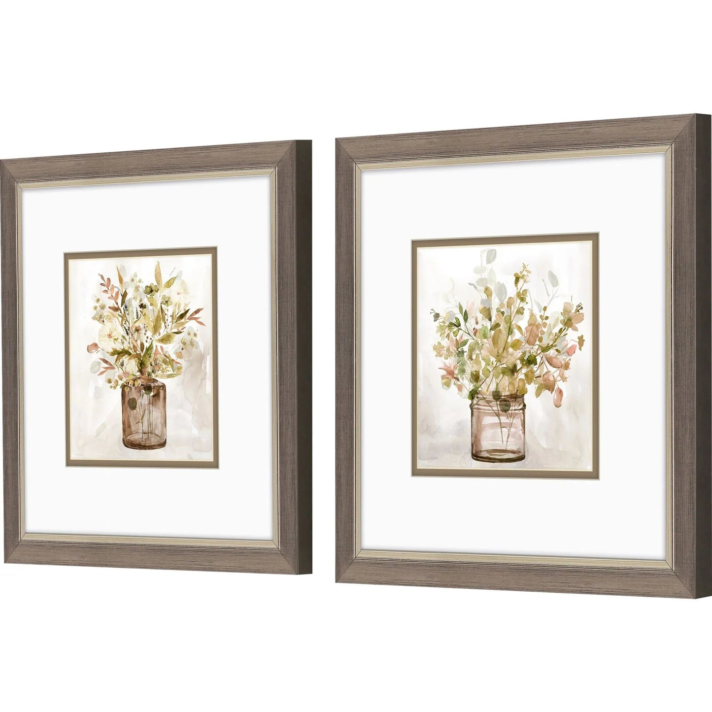 Earthy Garden Green Framed Wall Art 2PC