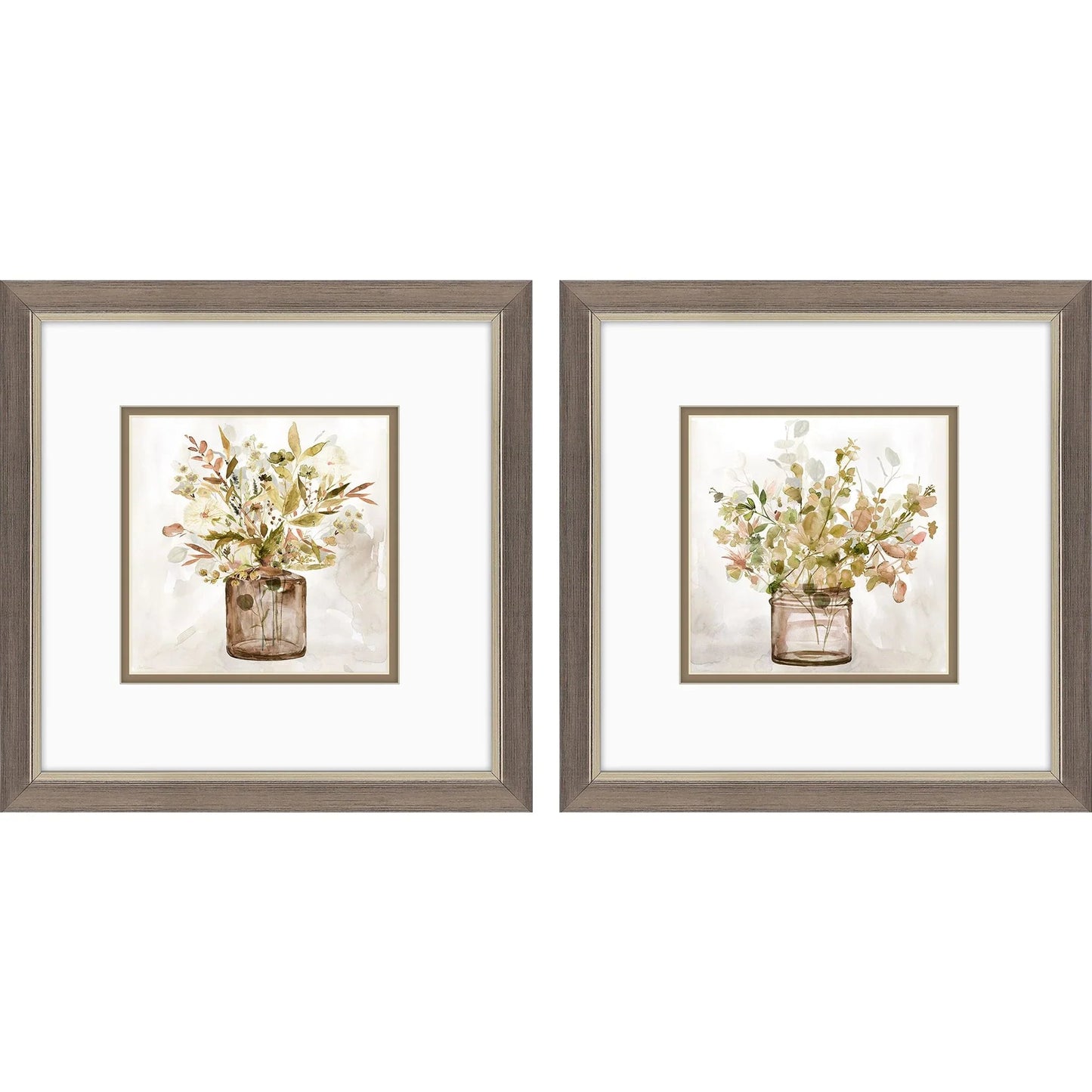 Earthy Garden Green Framed Wall Art 2PC