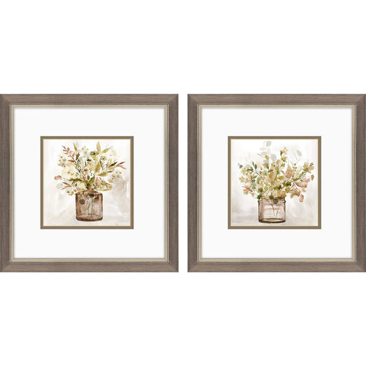 Earthy Garden Green Framed Wall Art 2PC