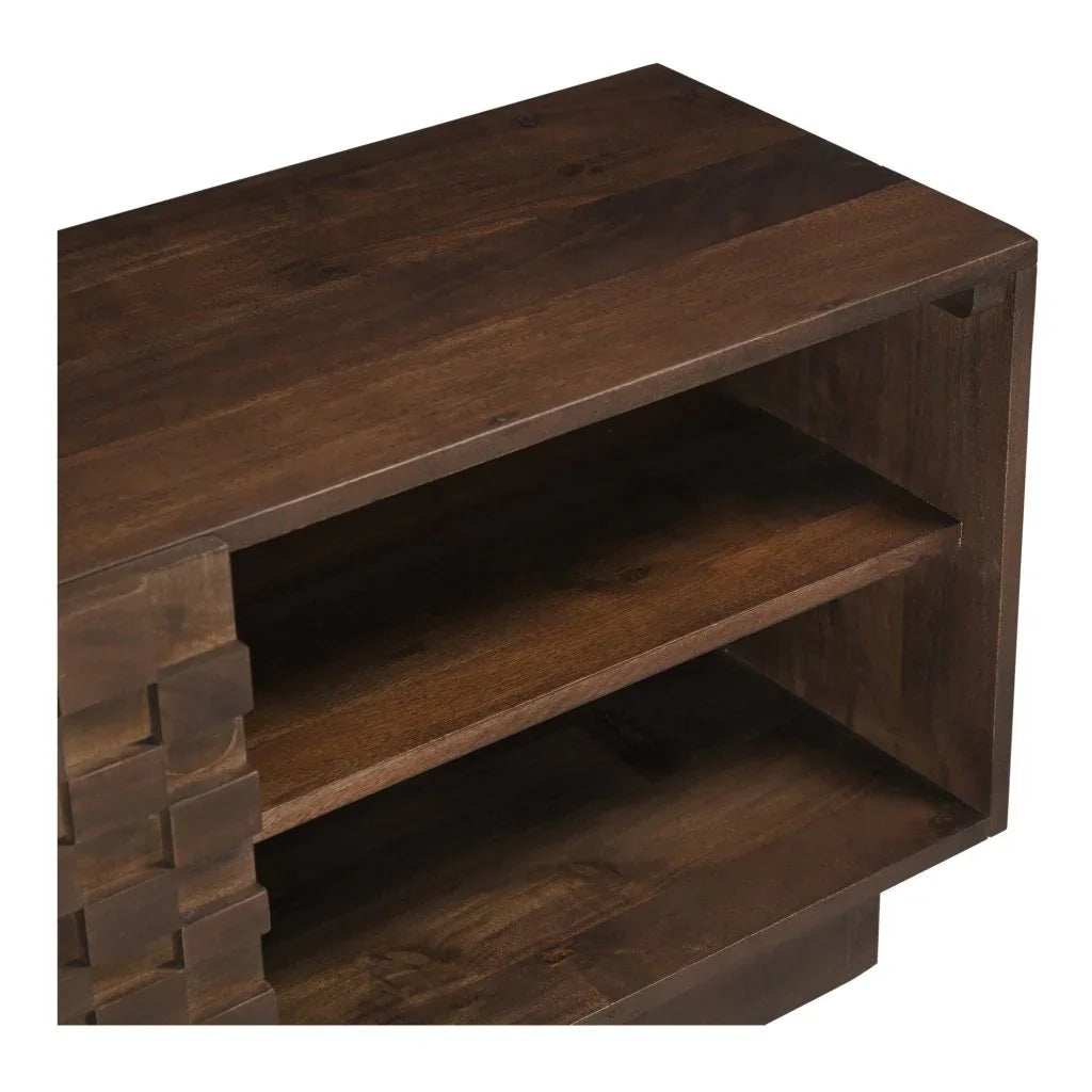 Easton Brown Solid Acacia Wood Media Unit Cabinet - LOOMLAN - Moe's Home - TV Stands & Media Centers