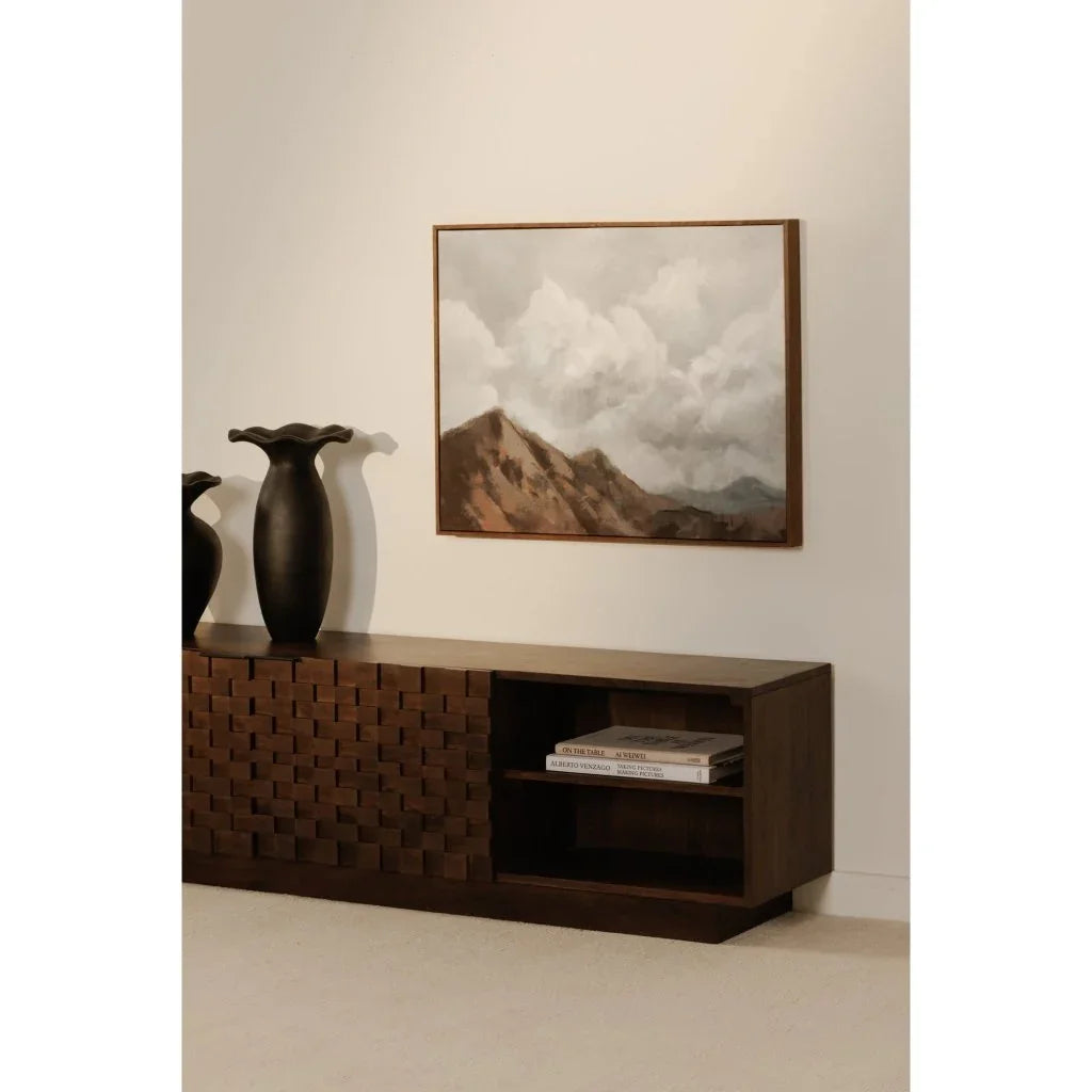 Easton Brown Solid Acacia Wood Media Unit Cabinet - LOOMLAN - Moe's Home - TV Stands & Media Centers